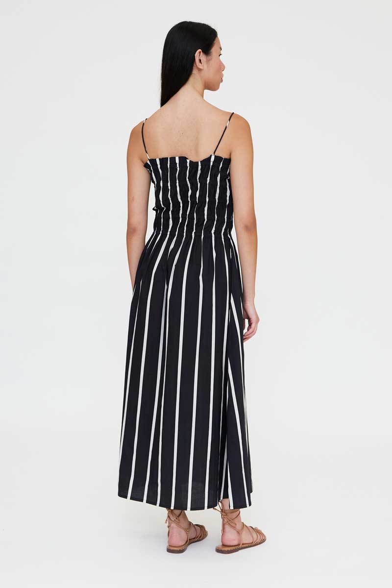 Black and White Striped Long Dress