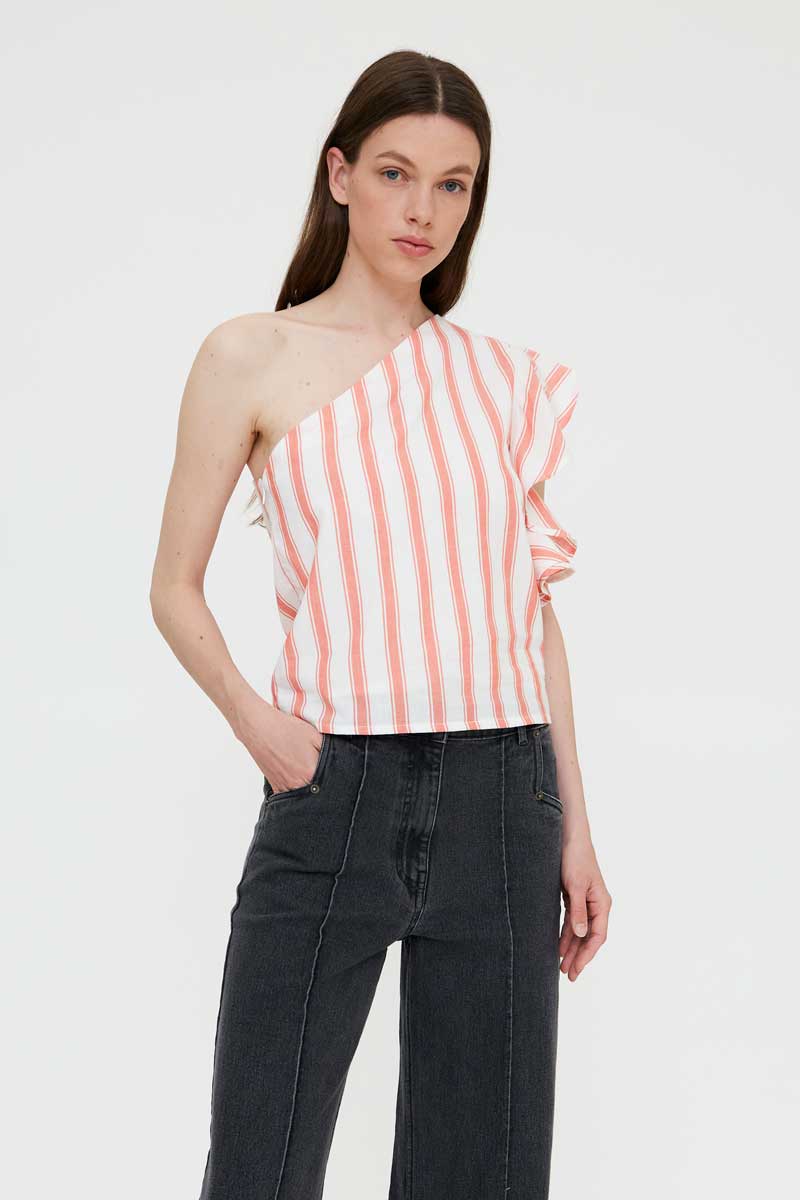 One -Shoulder Striped Top