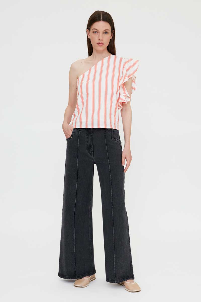 One -Shoulder Striped Top