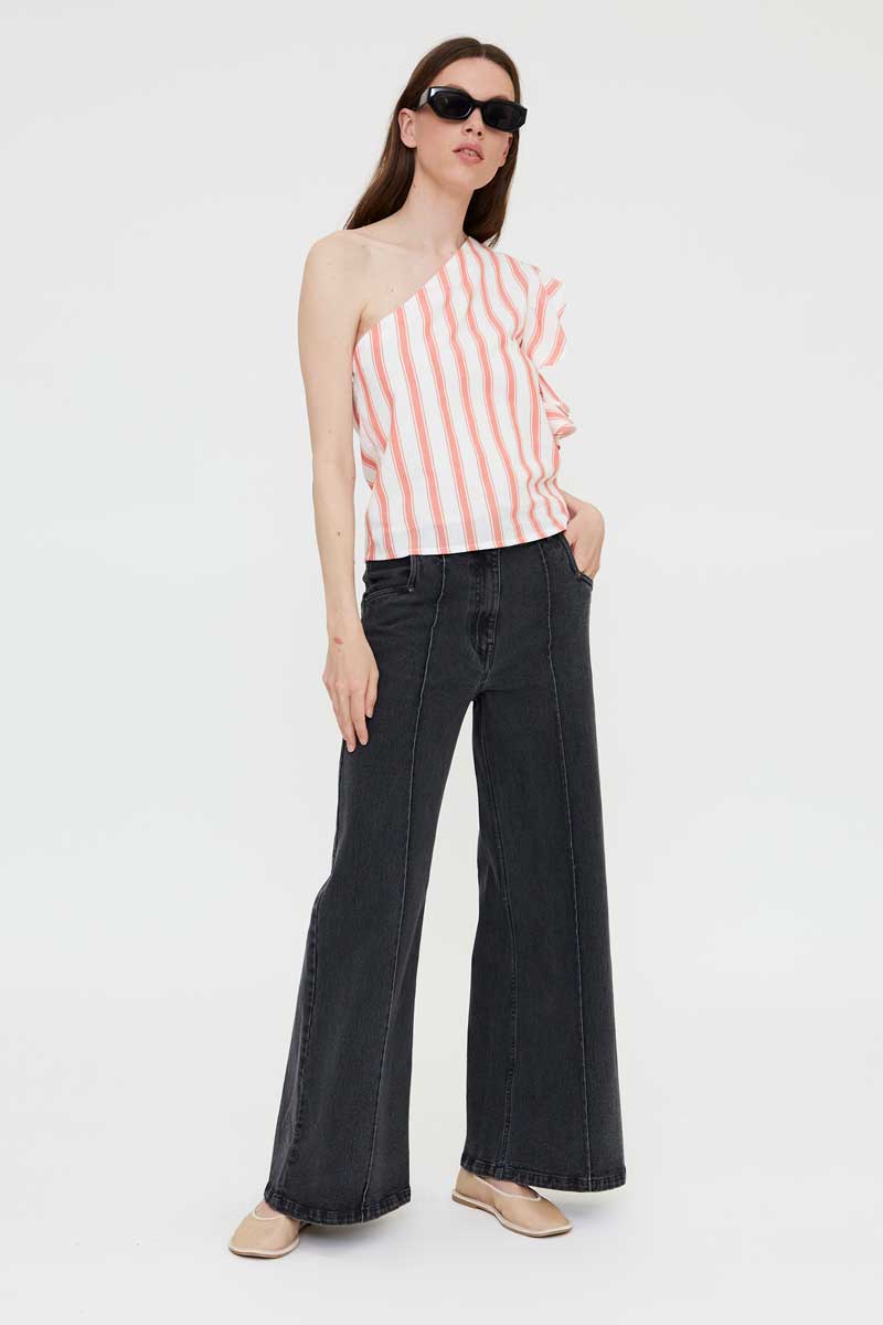 One -Shoulder Striped Top