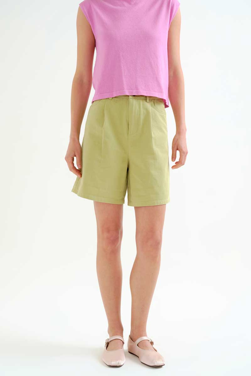 Green Cotton Shorts