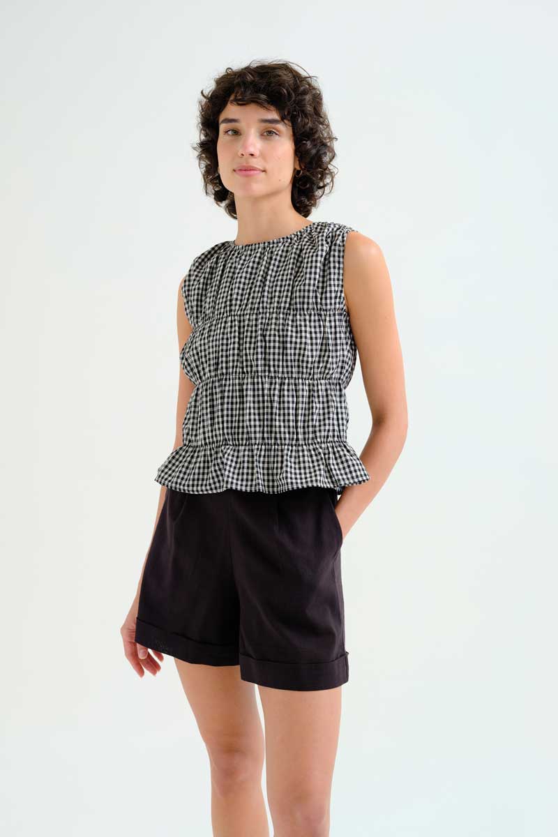 Black and White Gingham Top