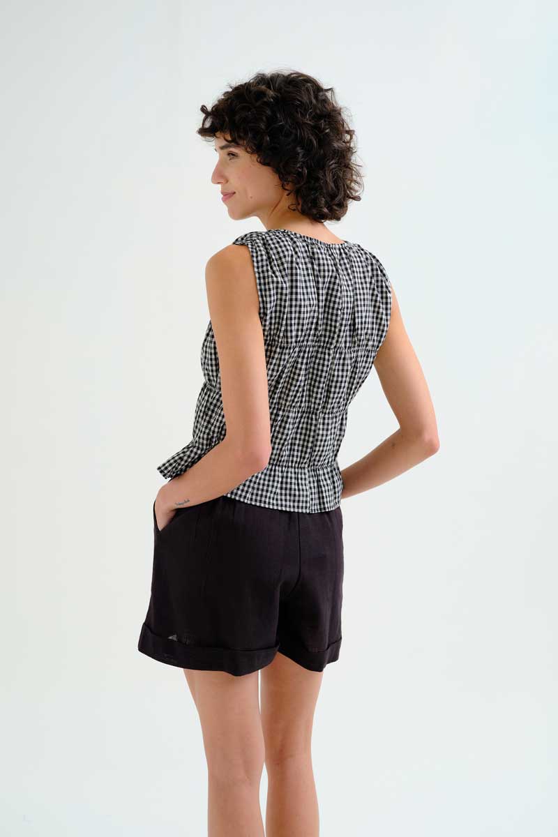 Black and White Gingham Top