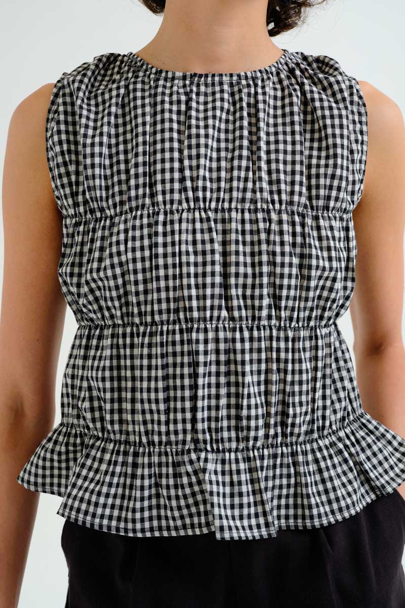 Black and White Gingham Top
