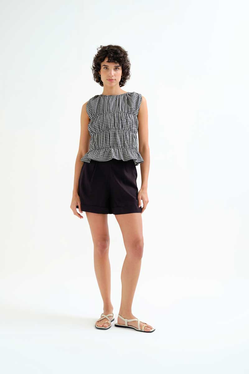 Black and White Gingham Top