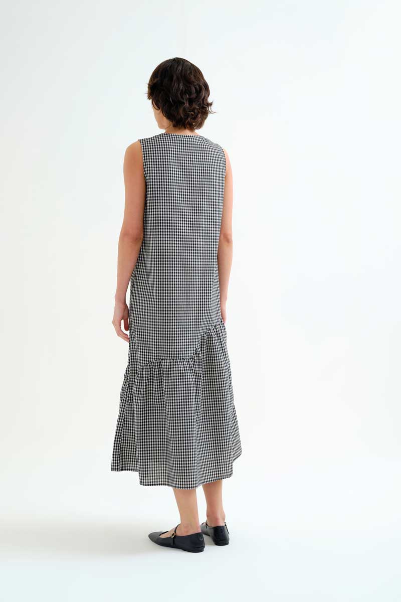 Black and White Gingham Long Dress