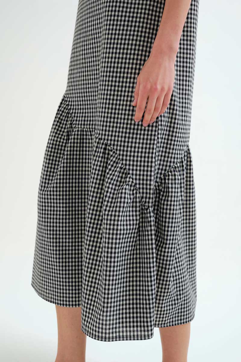 Black and White Gingham Long Dress