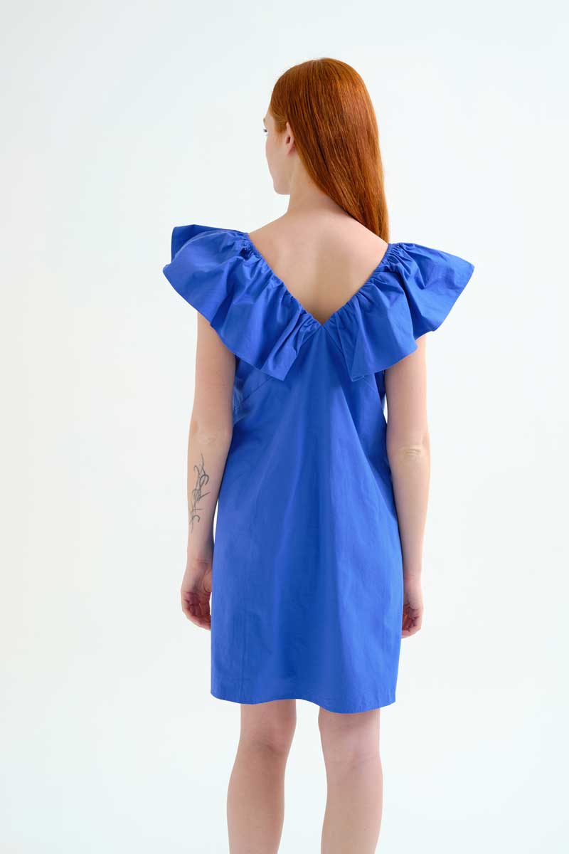 Blue Off-Shoulder Mini Dress