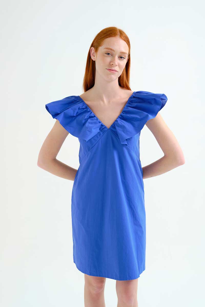 Blue Off-Shoulder Mini Dress