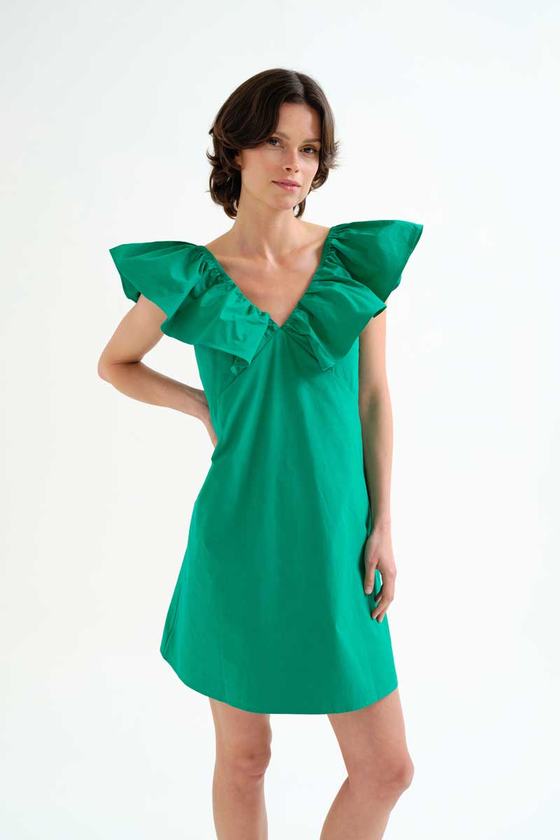 Green Off-Shoulder Mini Dress