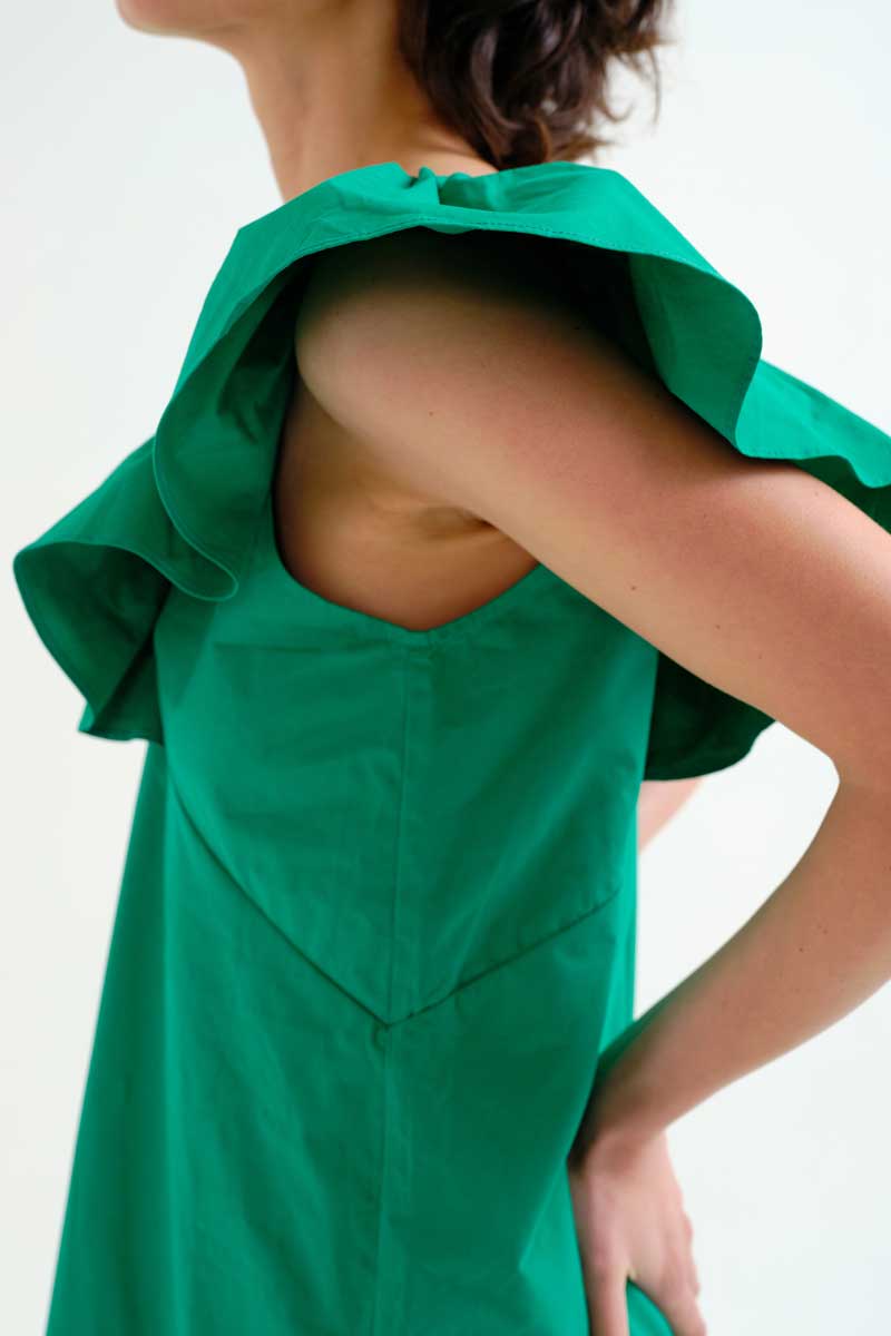 Green Off-Shoulder Mini Dress
