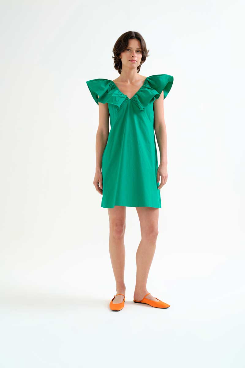 Green Off-Shoulder Mini Dress