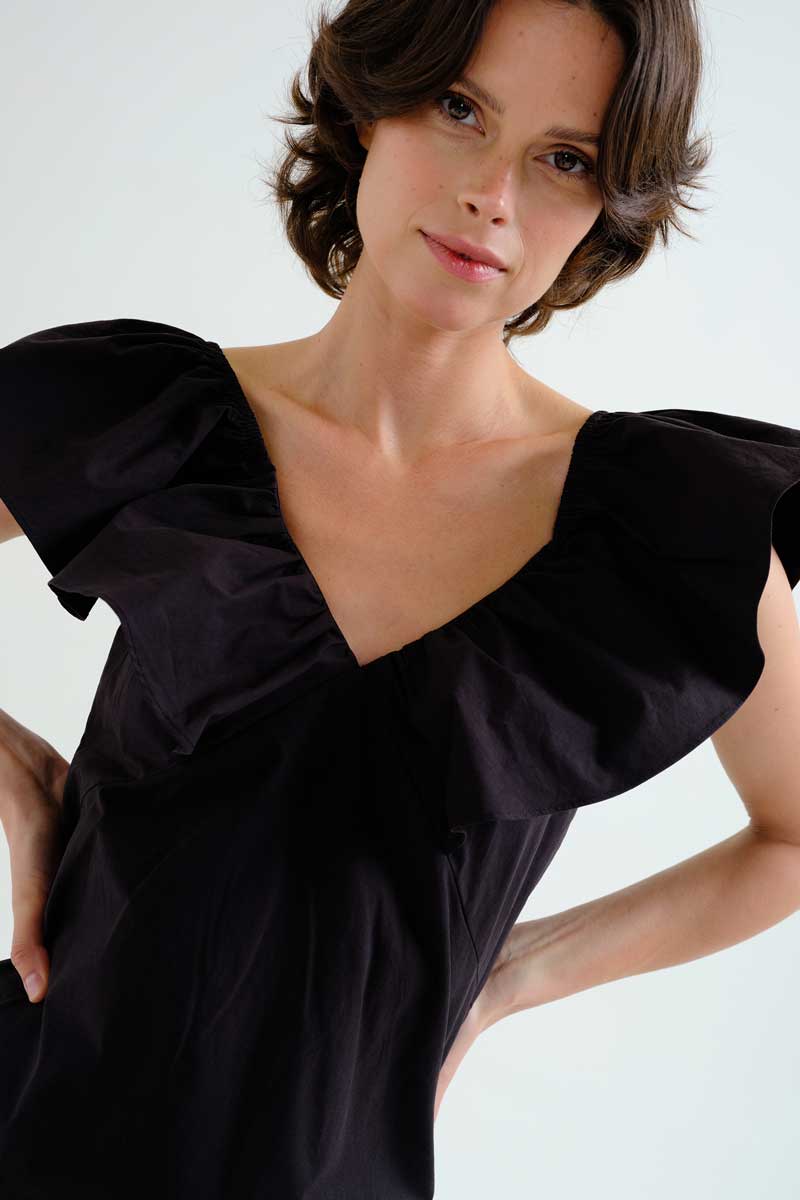 Black Off-Shoulder Mini Dress