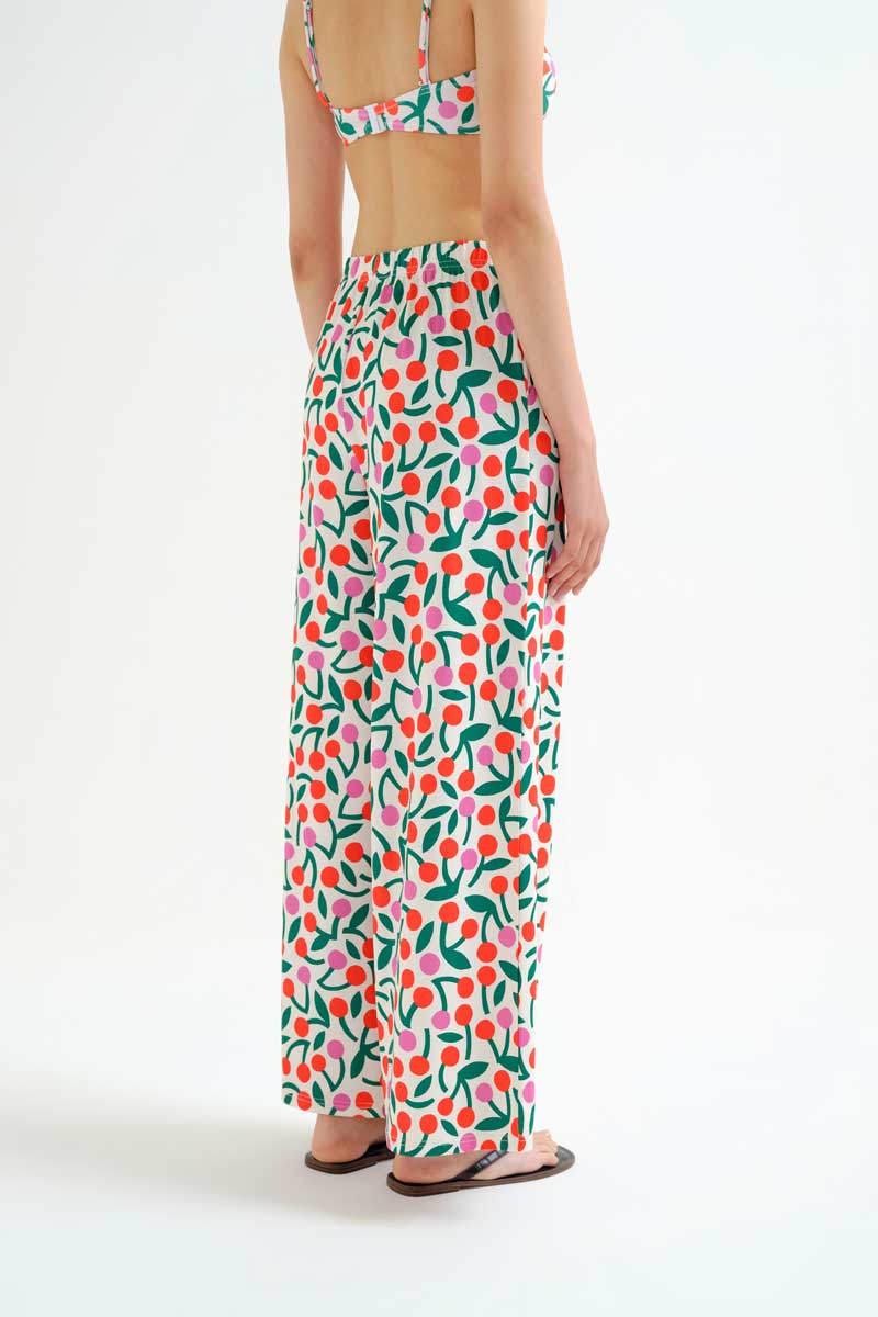 Beach Trousers with Cherry Print