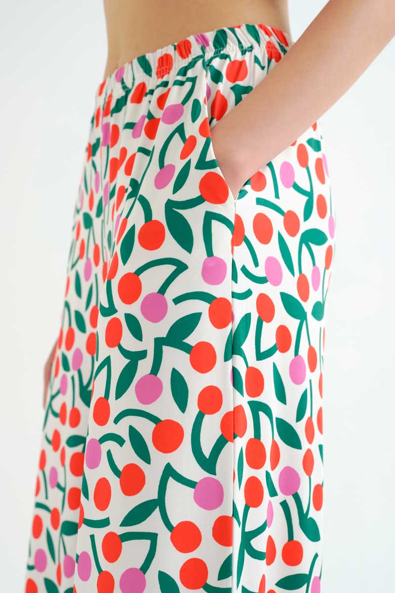 Beach Trousers with Cherry Print