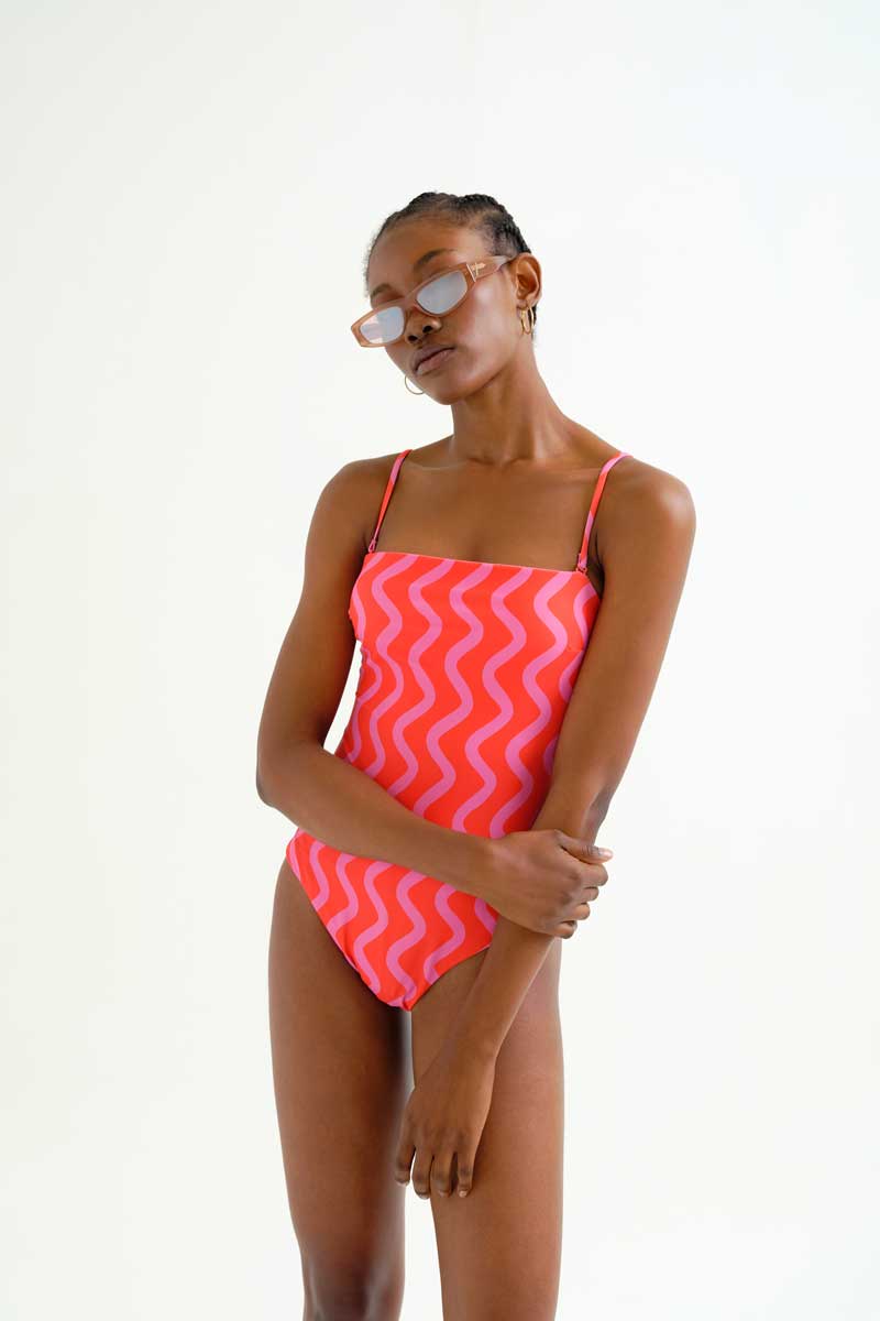 Straight Neckline Swimsuit
