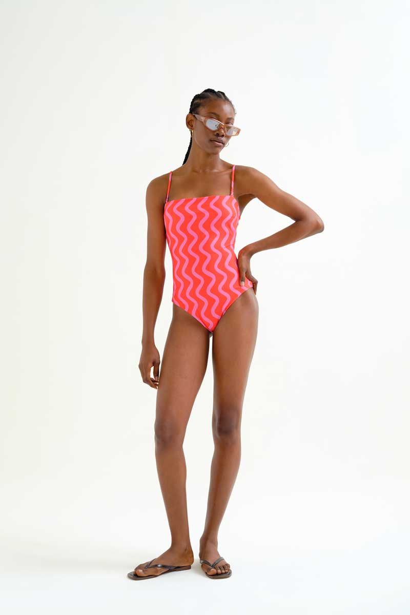 Straight Neckline Swimsuit