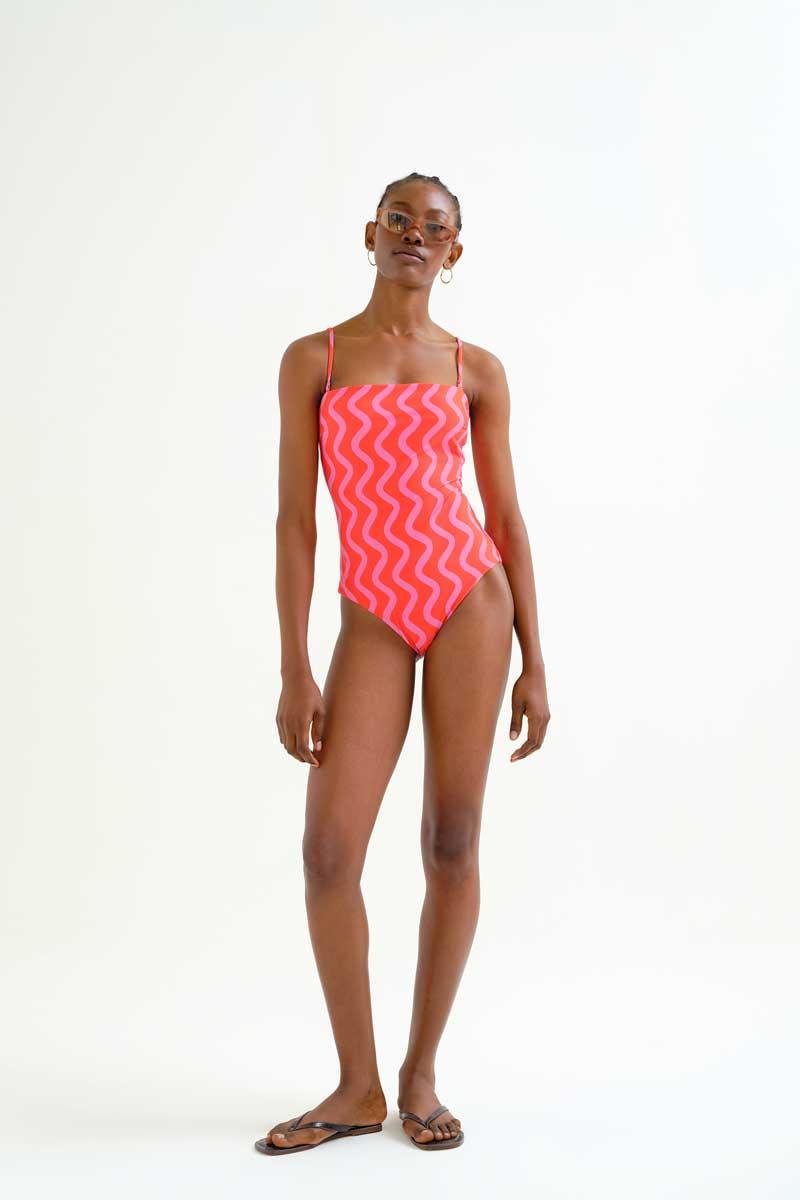Straight Neckline Swimsuit