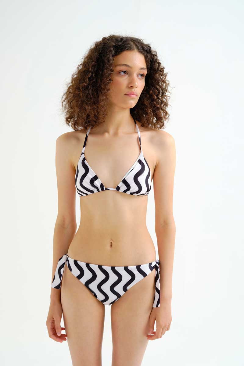 Black Wave Bikini Top