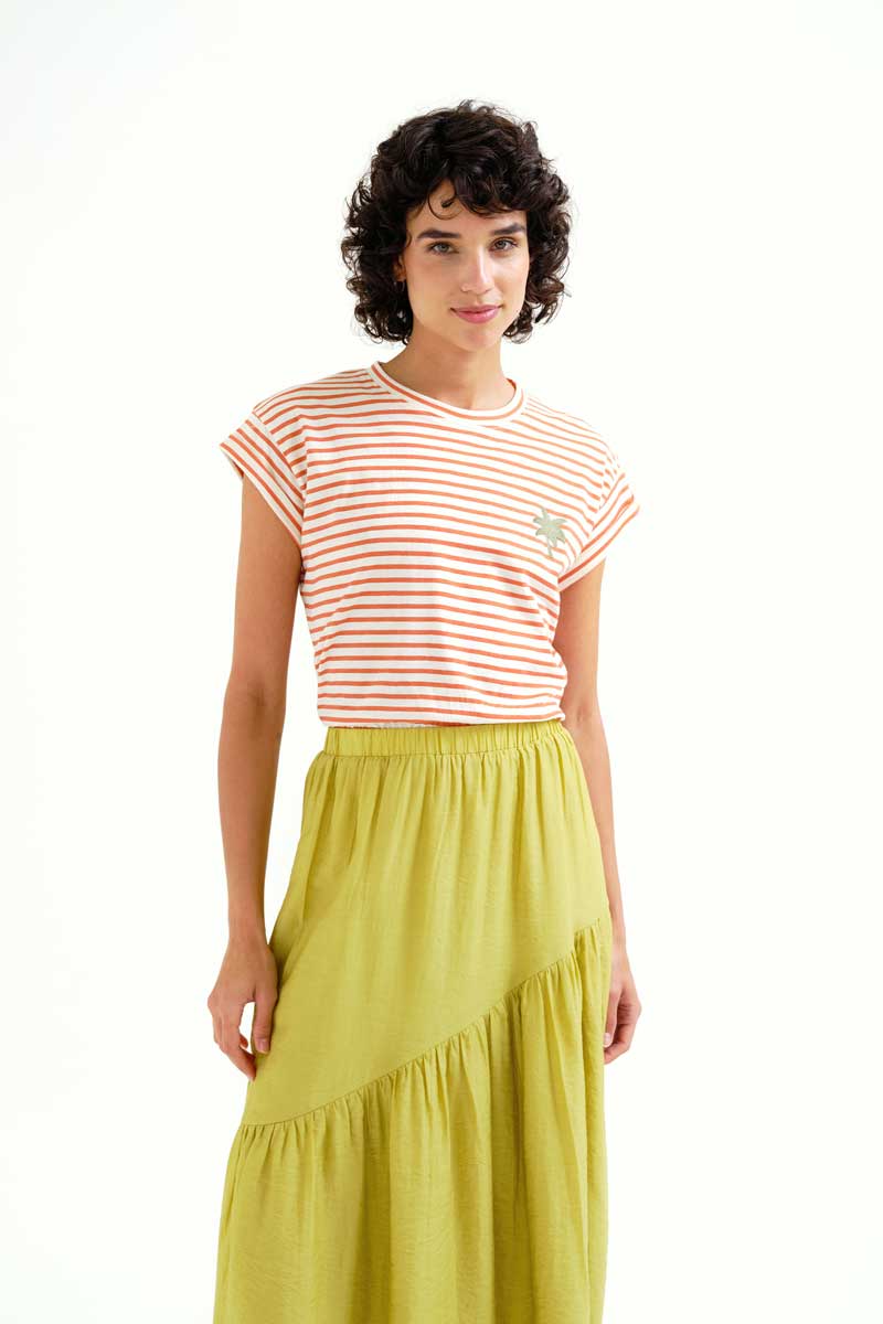 White and Brown Striped T-shirt