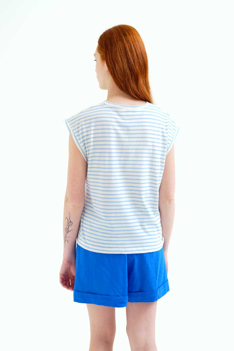 White and Blue Striped T-Shirt