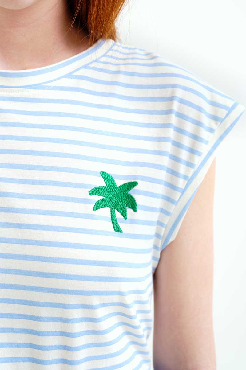 White and Blue Striped T-Shirt