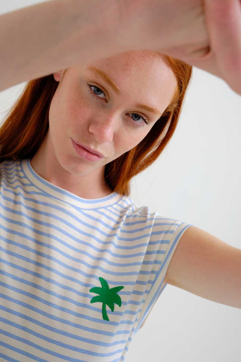 White and Blue Striped T-Shirt