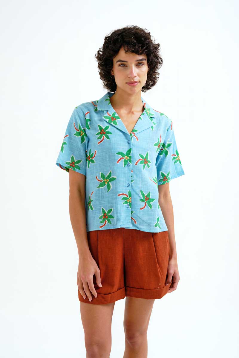 Light Blue Shirt with Cocotero Print