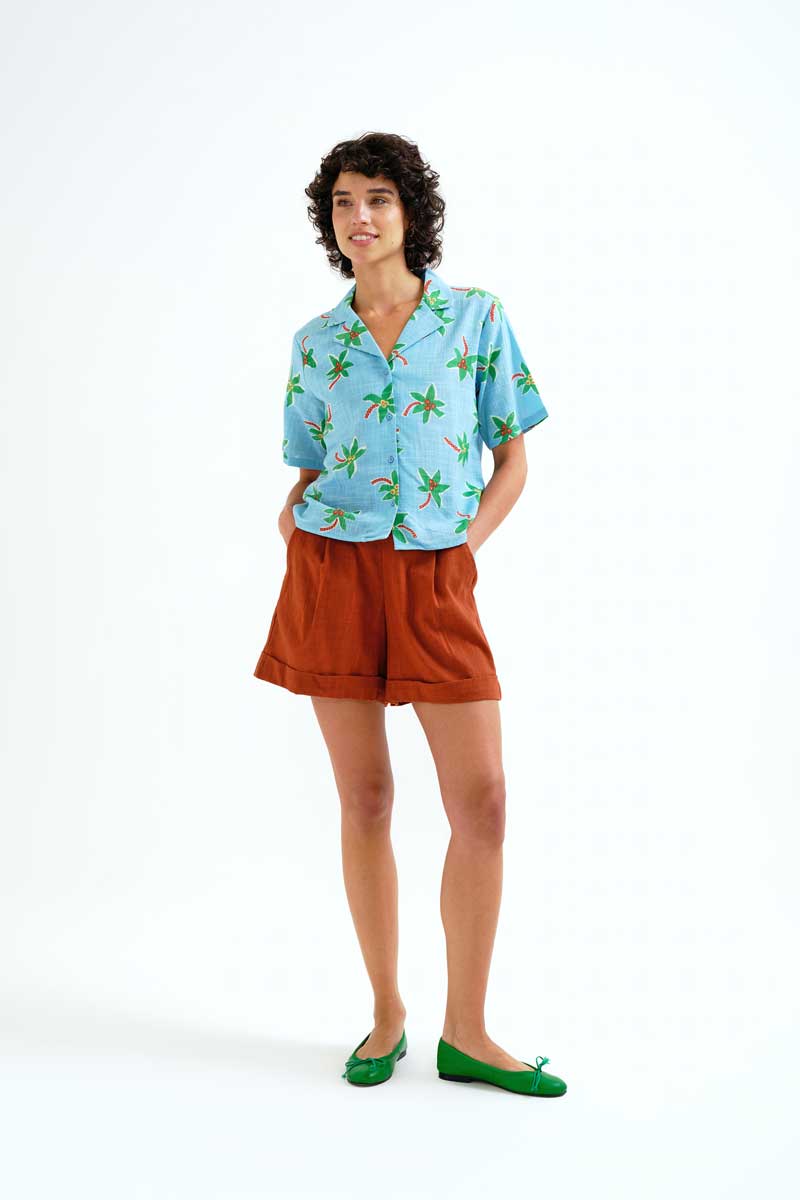 Light Blue Shirt with Cocotero Print
