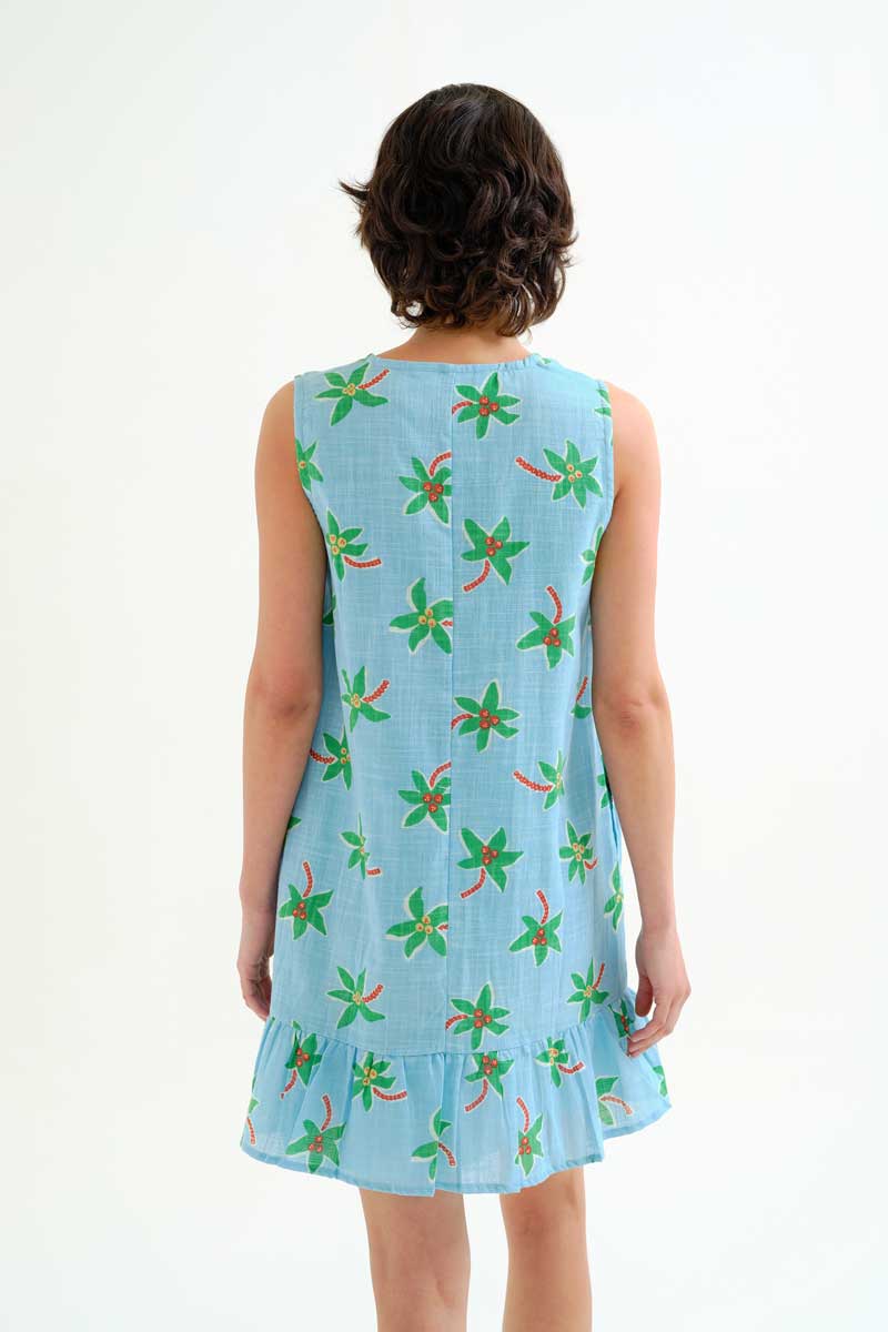 Mini Blue Dress with Cocotero Print