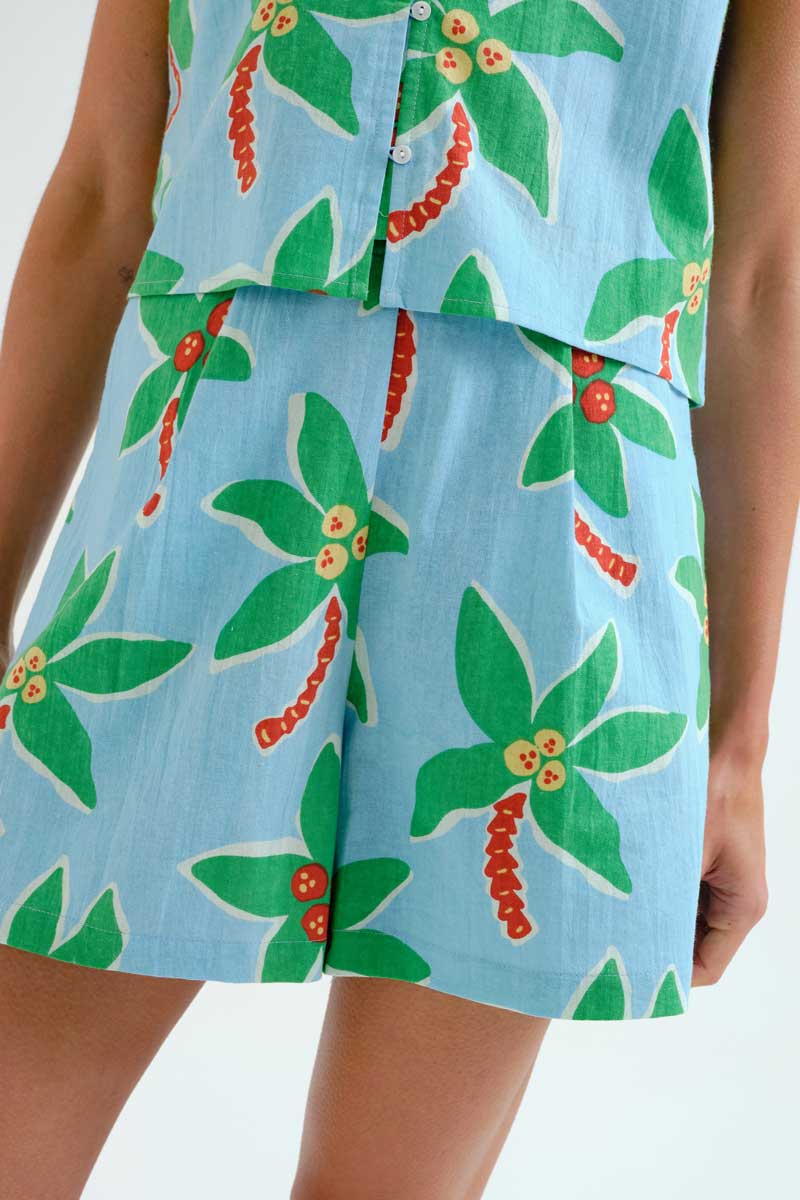 Light Blue Shorts with Cocotero Print