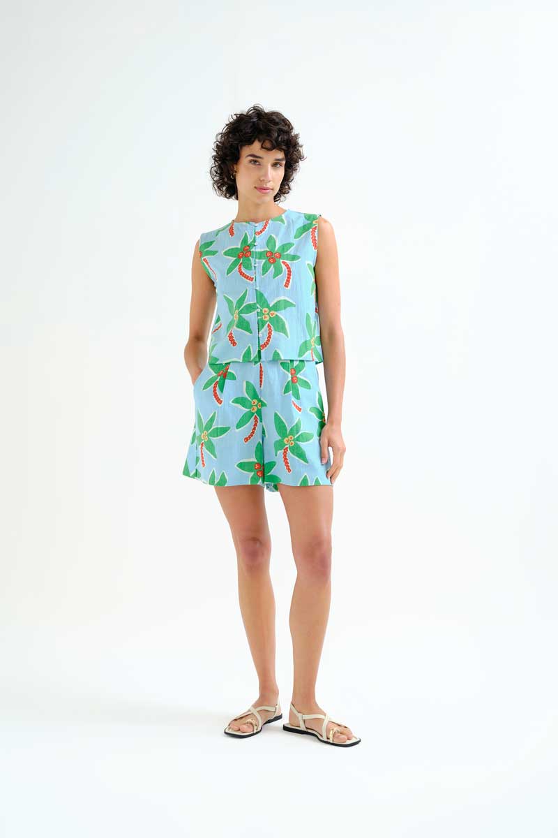 Light Blue Shorts with Cocotero Print