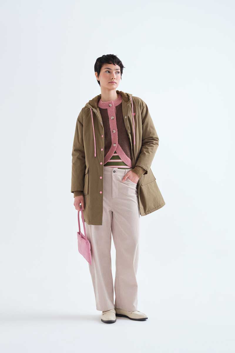 Brown Cardigan with Contrast Trims