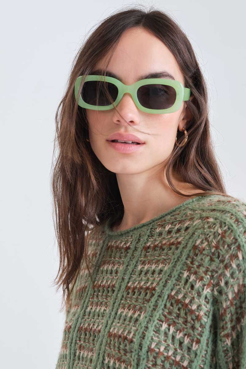 Green Textured Knit Sweater