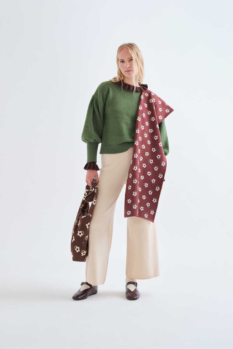 Cream Straight-Leg Knitted Trousers