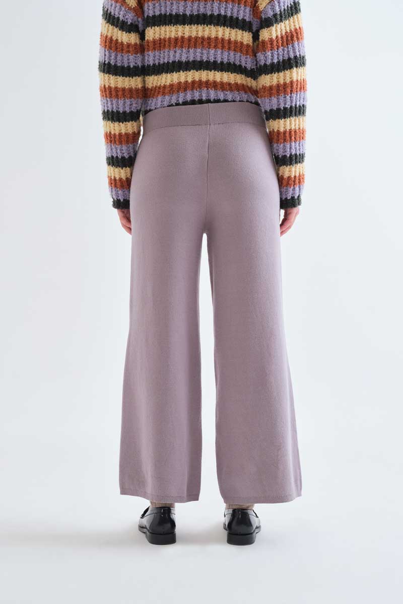 Grey Straight-Leg Knitted Trousers