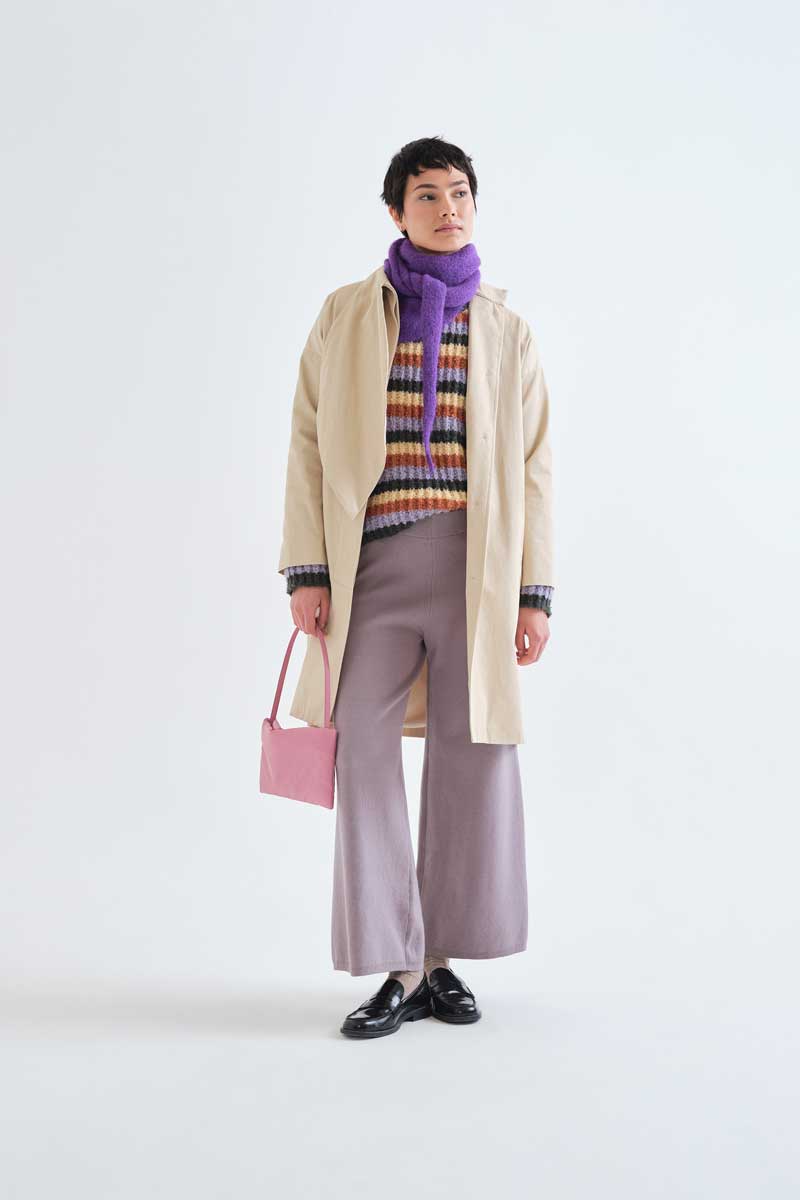 Grey Straight-Leg Knitted Trousers