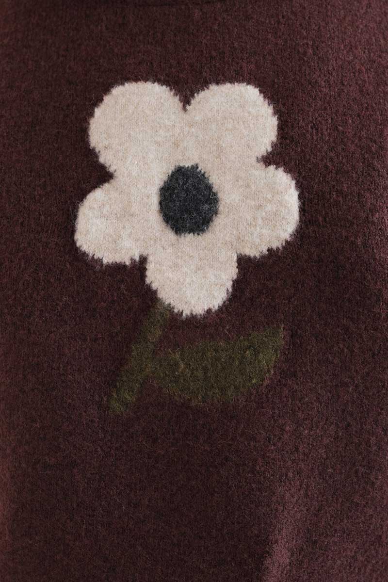 Brown Floral Knit Vest