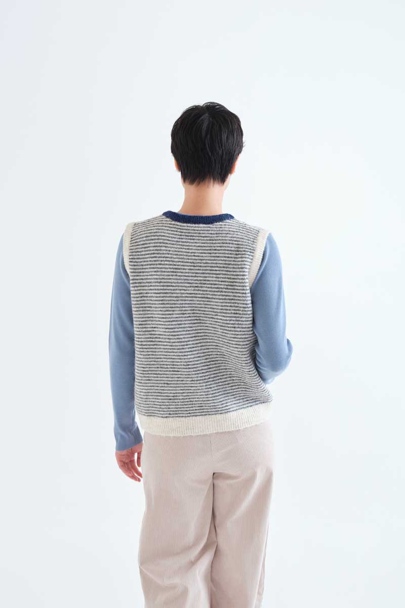 Striped Button-Front Knit Vest