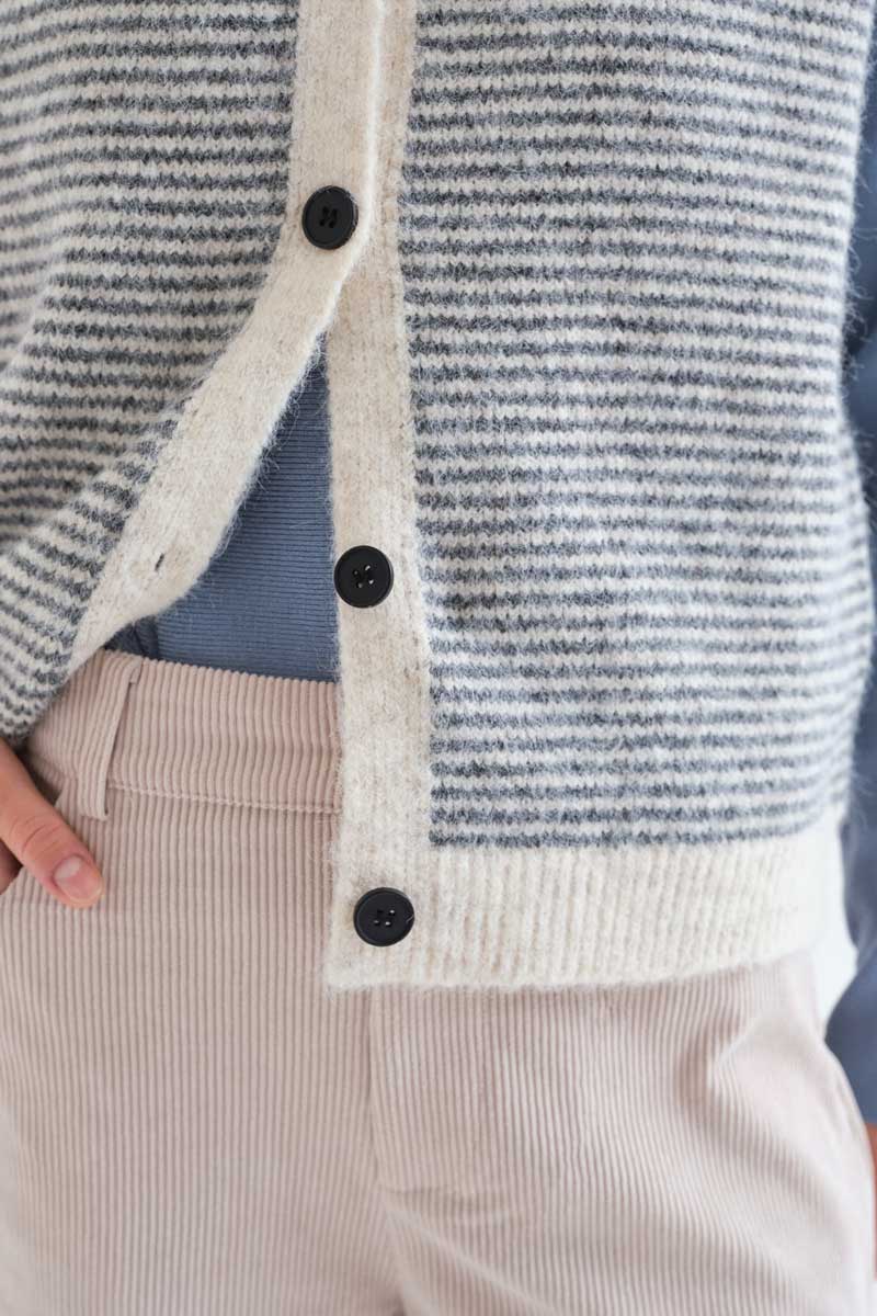 Striped Button-Front Knit Vest