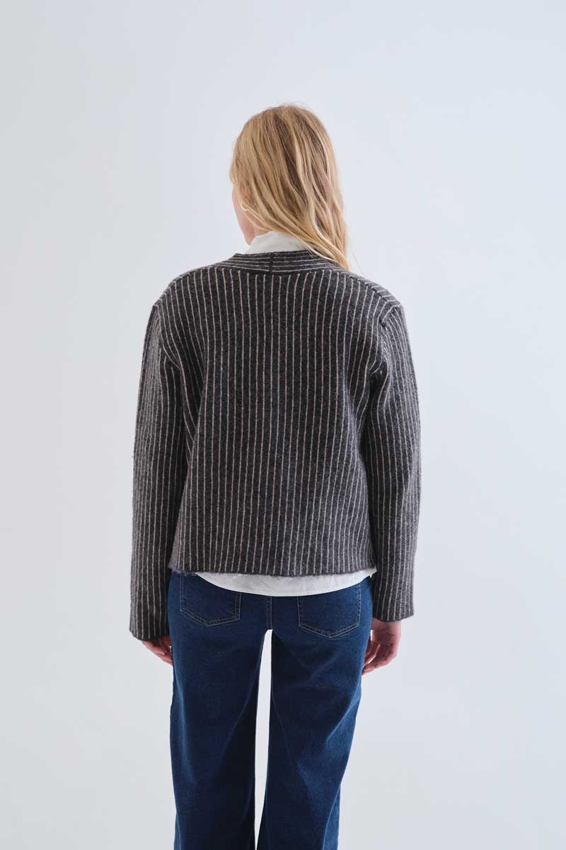 Characoal Pinstripe Knit Cardigan