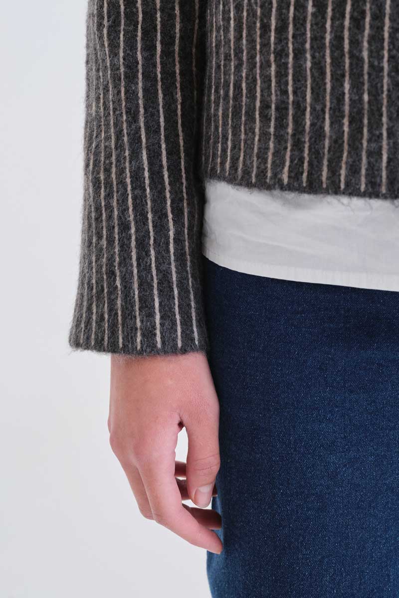 Characoal Pinstripe Knit Cardigan