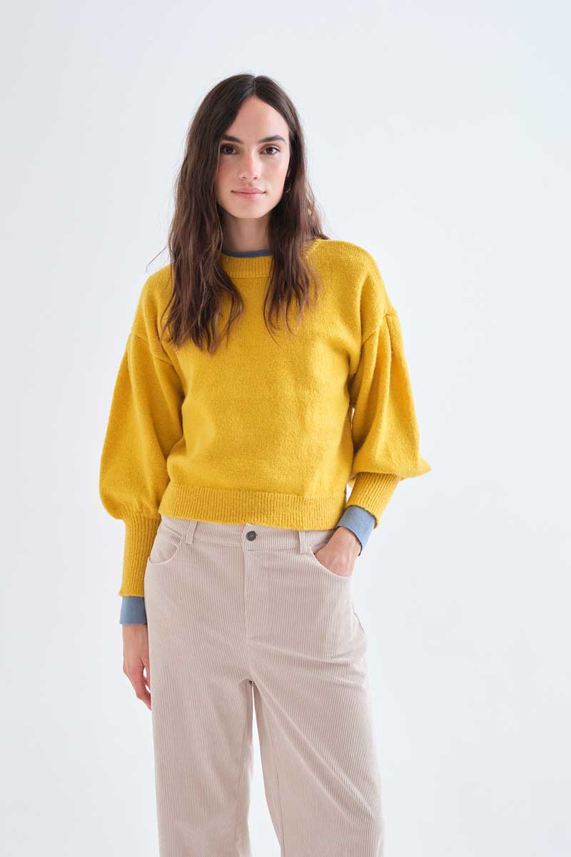 Mustard Yellow Balloon-Sleeve Jumper