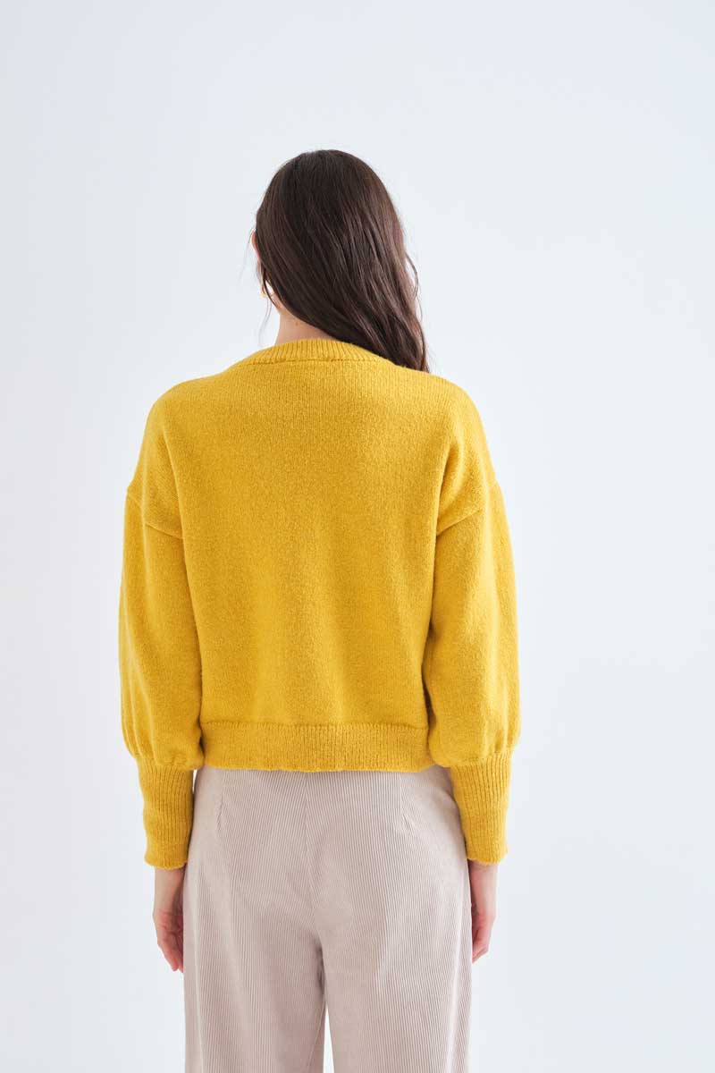 Mustard Yellow Balloon-Sleeve Jumper