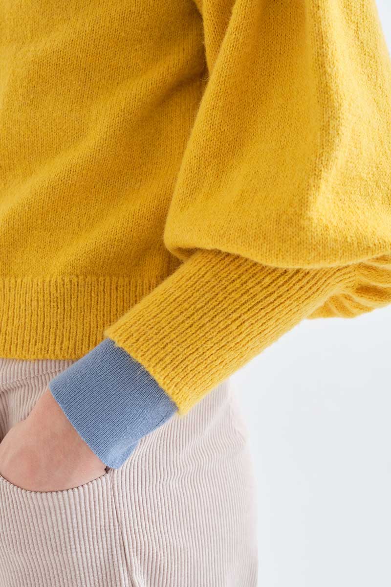 Mustard Yellow Balloon-Sleeve Jumper