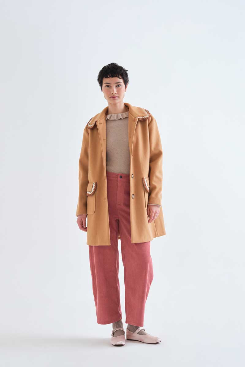 Beige Ruffle-Trim Jumper