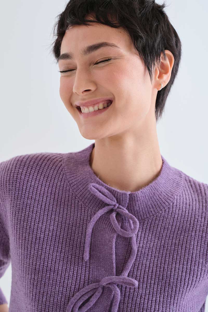 Lilac Bow-Tie Cardigan