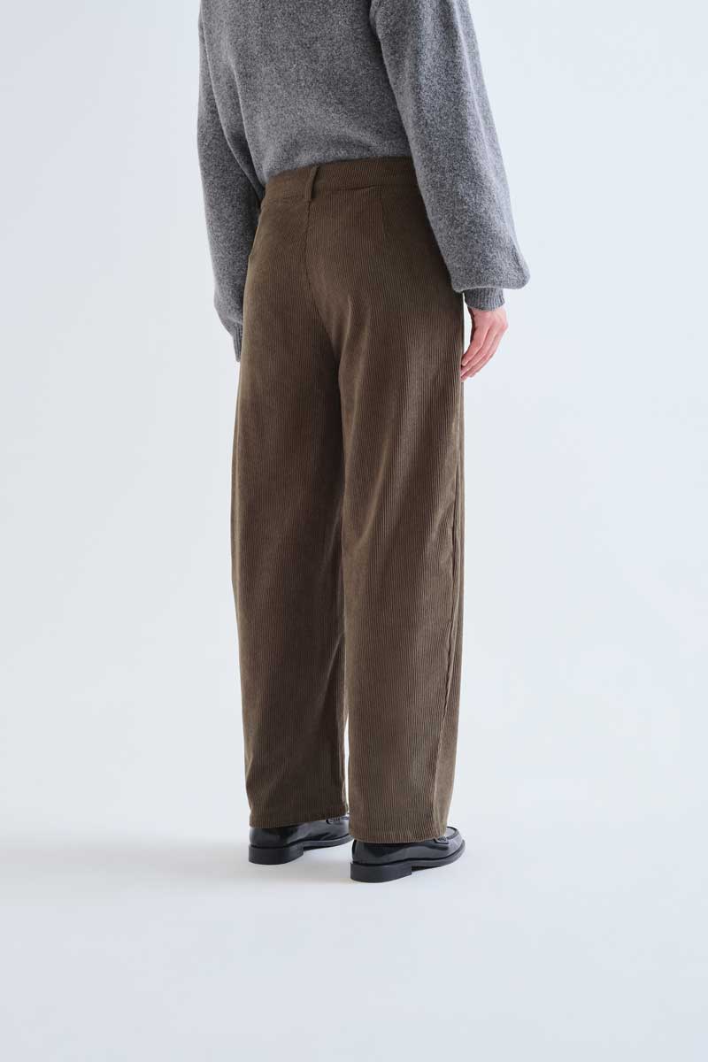 Olive Textured Straight-Leg Trousers