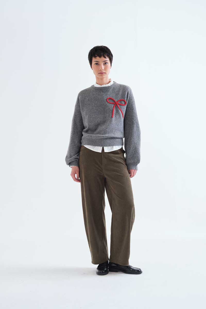 Olive Textured Straight-Leg Trousers
