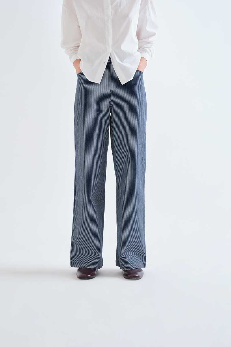 Striped Wide-Les Trousers